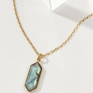 Elegant Gold and Blue Pendant Necklace